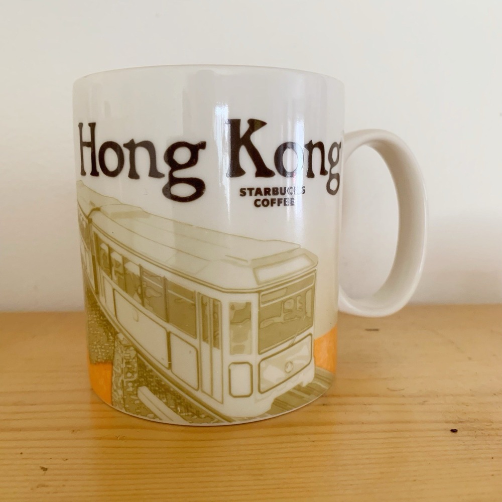 Starbucks Hong Kong Global Icon Series Coffee Mug 16oz Orange Interior
